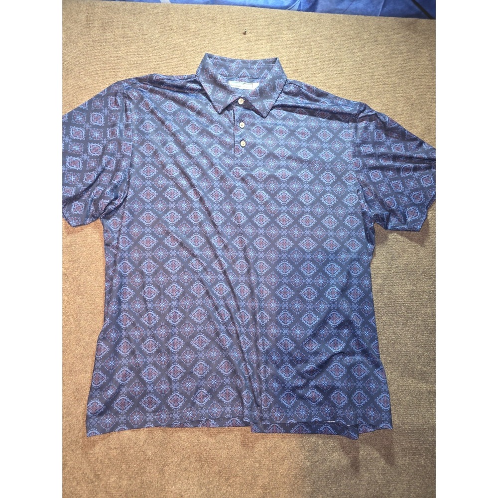 Roundtree & Yorke Performance Mens Blue Short Sleeve Polo Shirt Size Xl